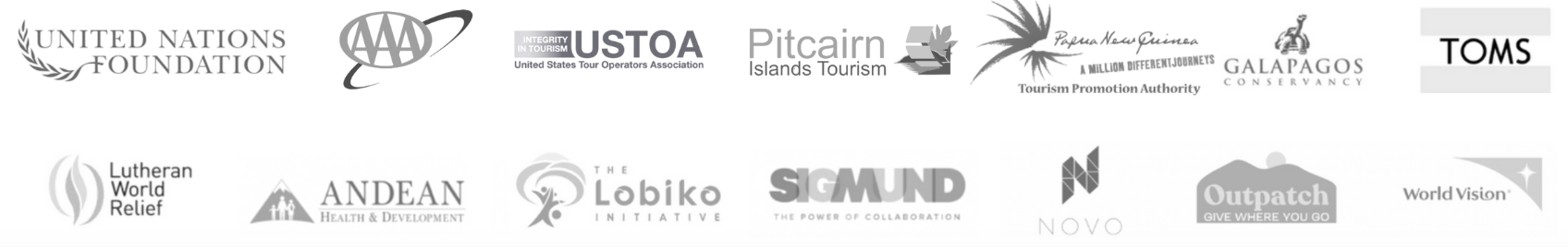 Client logos: United Nations Foundation, Lutheran World Relief, World Vision, Webster University, and more